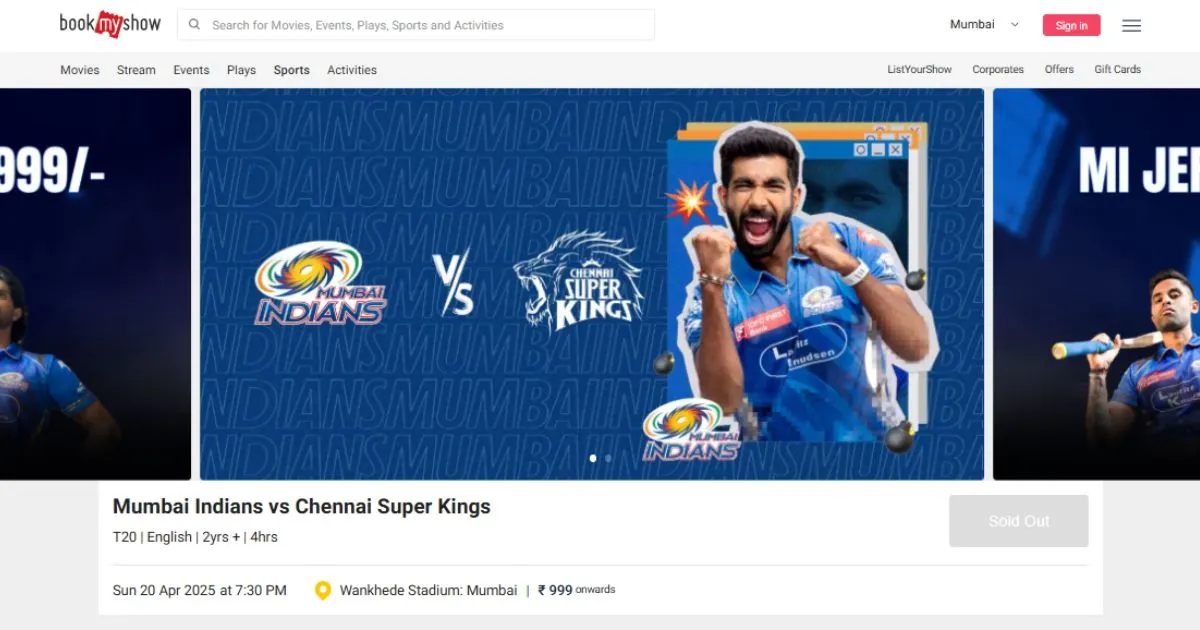 How to Book CSK vs MI 2025 Tickets Online