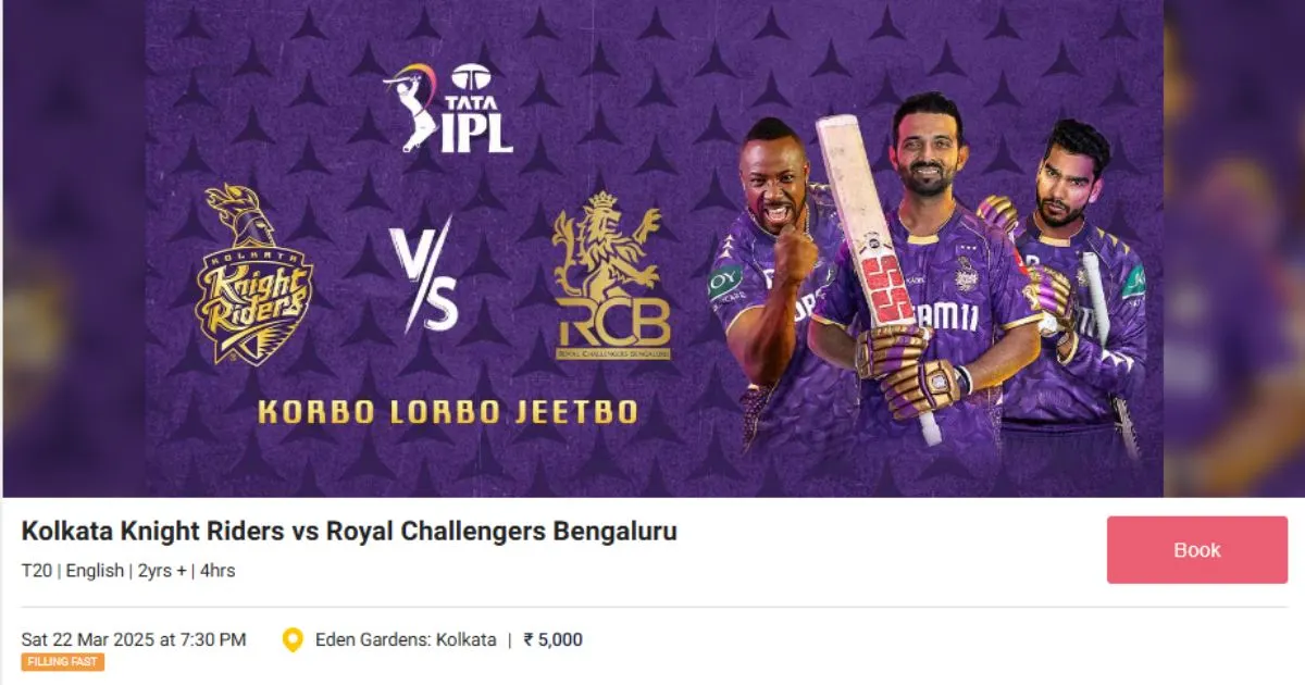 KKR vs RCB Booking Online Via BookMyShow